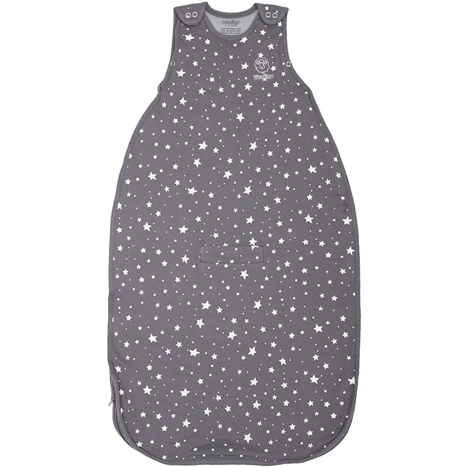 Woolino Toddler Sleeping Sack, 4 Season, Merino Wool and Organic Cotton, Baby Sleep Bag, 2-4 Years, Star Gray