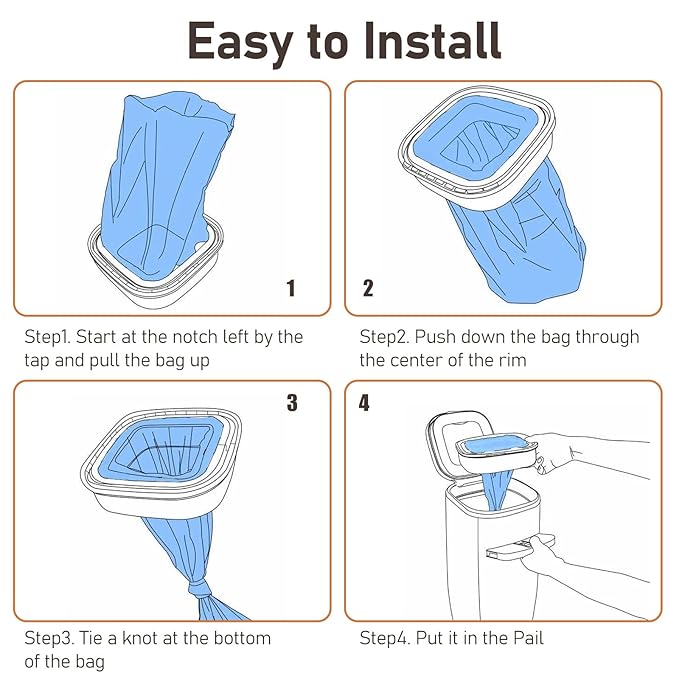 Standard Square Refills Disposal Bags Refill Compatible with Diaper Genie Compact, Classic and Select Pails, Hold Up to 270 Newborn-Sized Diapers Per Refill, 6 Pack