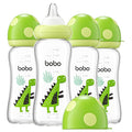YOHKOH Natural Glass Baby Bottle with Natural Response Nipple, Newborn Anti-Colic Baby Bottles, Wide Neck Mushroom Cap Baby Bottle, Clear (8.8ounce (Pack of 4), Green2)