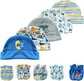 Baby Hat and Mittens Set Newborn Baby Hats Caps for Baby Boys Girls 0-6 Months 100% Cotton