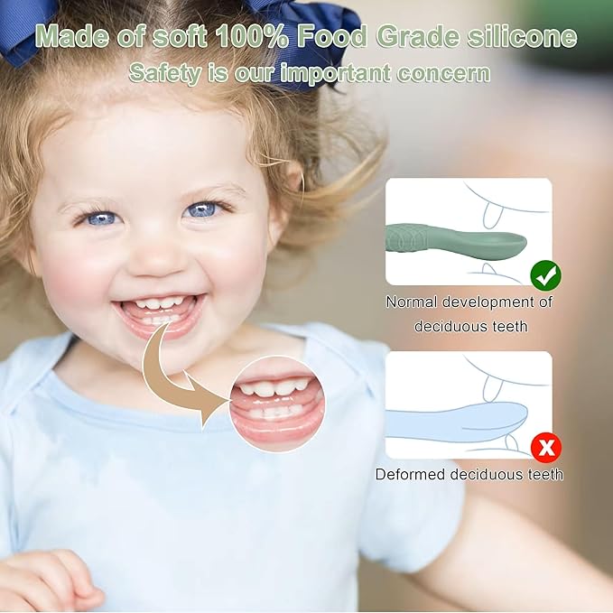 Silicone Baby Spoons (4 Pack) – Soft Tip, Gum-Friendly, BPA Free, Dishwasher Safe, Teething Handle