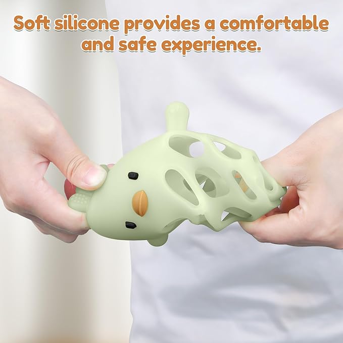 MCGMITT Baby Teething Toys for 3-6 Months, Easy Grasp Silicone Infant Rattle Teether Toy for 0-12 Months, BPA-Free Food Grade Baby Montessori Sensory Toys, Soft Infant Chew Toys for Teething Relief
