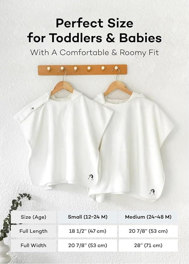 Konny Baby Hooded Towel Plush Thick & Cozy Soft-Touch Absorbent Rayon from Bamboo Cotton Baby Bath Beach Towel, Oeko-TEX, Newborn Boys Girls Toddler (Beige, Medium)