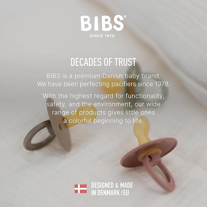 BIBS Pacifiers Colour Collection | Natural Rubber Baby Pacifier | Set of 2 BPA-Free Soothers | Made in Denmark | 18+ Months (Pack of 2) | Cloud