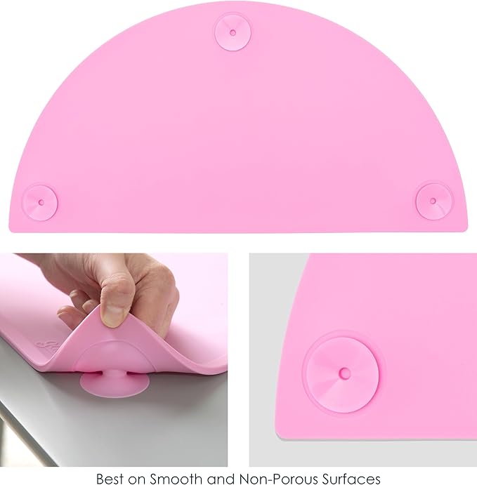 GASARÉ, Extra Large 20 x 11 Inches, Silicone Placemats for Dining Table, Suction Cups, Raised Edges, Non-Slip, Food Grade, BPA Free, Dishwasher Safe, Pink