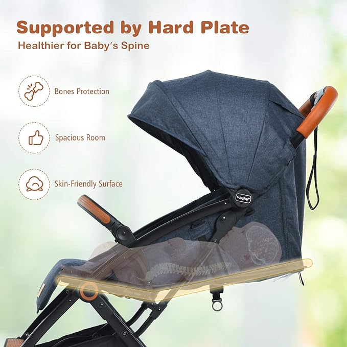 BABY JOY Lightweight Baby Stroller, Compact Toddler Travel Stroller for Airplane, Infant Stroller w/ 5-Point Harness, Adjustable Backrest/Footrest/Canopy, Storage Basket, Easy One-Hand Fold, Blue