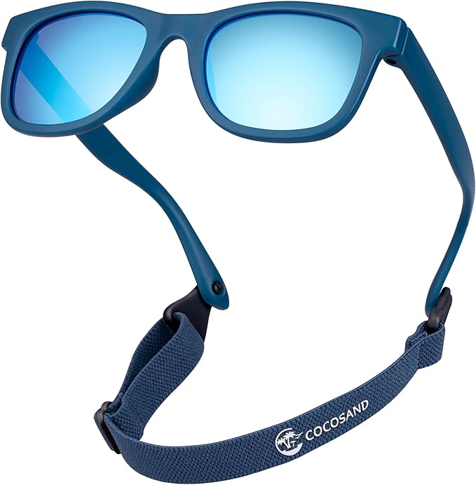 COCOSAND Flexible Baby Sunglasses with Strap Polarized UV Protection for Toddler Infant Newborn Boy Girl Age 0-24 Months