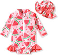 Aalizzwell Baby Girls Long Sleeve One Piece Swimsuit with Hat