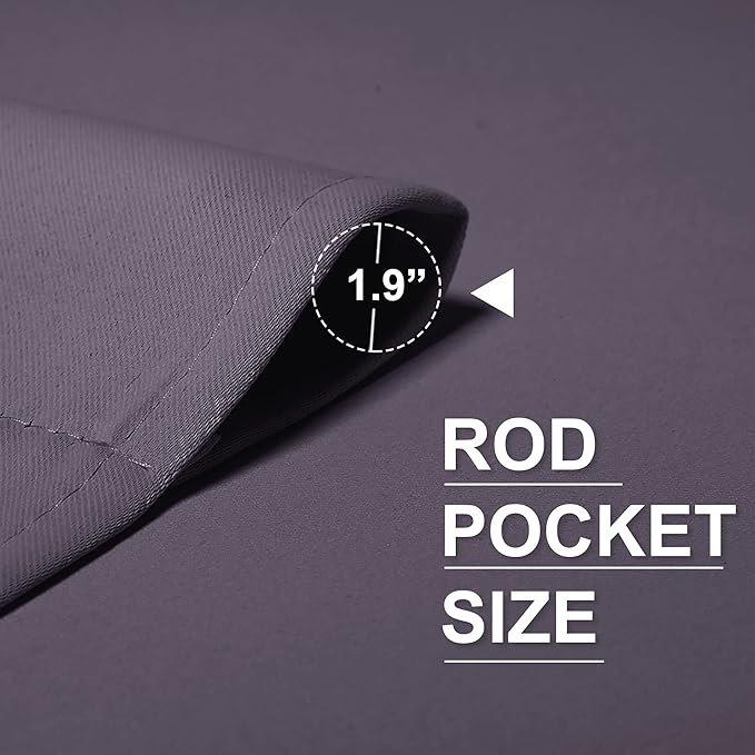 RYB HOME Blackout Curtains for Bedroom - Thermal Insulating Privacy Window Curtains for Kids Nursey Dining Bathroom Home Office Decor, Width 42 x Length 45 inches, Greyish Purple, 2 Panels