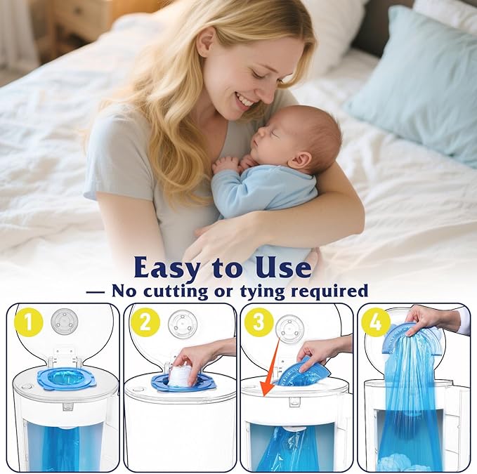 Diaper Pail Refill Bags 40 Pack, Compatible with Arm&Hammer Disposal System, Diaper Bags with Upgraded Odor Lock, Seal and Toss Diaper Pail Refills, Holds up to 1280 Baby Diapers