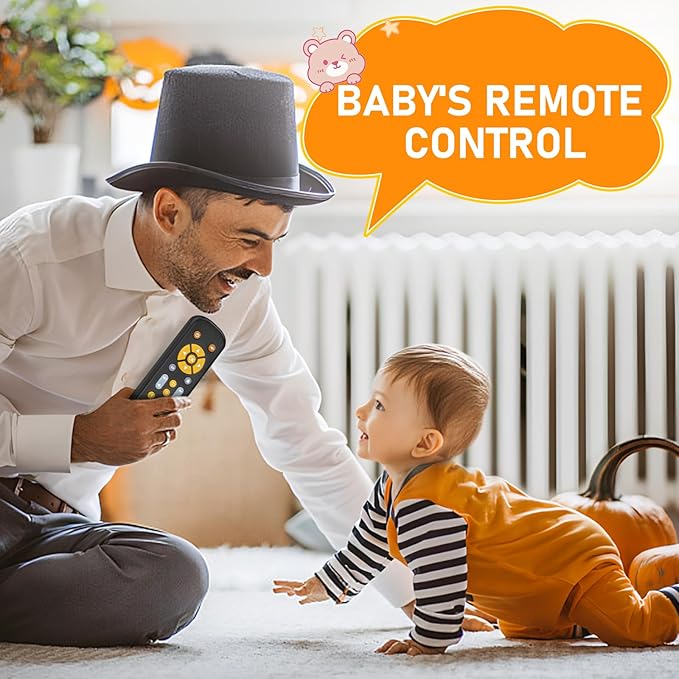 Avkast Baby TV Remote Control Toy 6 Month+, Toddler Realistic Remote Toy with Sound and Light, Early Educational Music Toys with 3 Languages English French Spanish for Infant Boys Girls 6 12 18 months