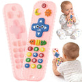 Baby Teething Toys Silicone Baby Remote Teether Over 3 Months - Baby Essentials Sensory Chew Toys - Baby Teether for Teething Relief - BPA Free Infant Toys Baby Shower Gifts (1, Pink)