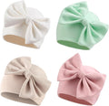 Bamery Newborn Baby Girl Hat Cotton Baby Bow Beanie Preemie Hats Spring Infant Hats for Girls 0-12 Months