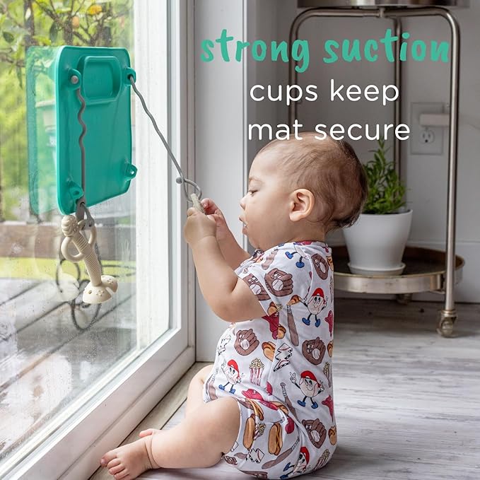BUSY BABY Silicone Mat - New and Improved Suction Cups, 4 Straps to Secure Baby Essentials, Self Feeding, Baby Led Weaning, Travel Sleeve Included (Tan)