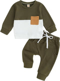 Toddler Baby Boy Fall Clothes Waffle Contrast Color Sweatshirt Pants Sets Infant Winter Outfits 6 12 18 24 Months