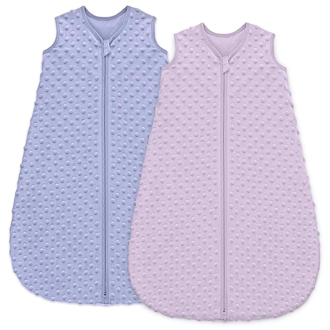 Fleece Baby Sleep Sack 18-24 Months with Plush Dots 1.5 Tog Baby Wearable Blanket with 2-Way Zipper Warm Sleeping Sack for Toddler Infant - XLarge, Taro Purple