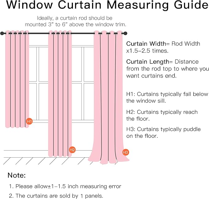XiDi Pink Curtains for Bedroom Decor, Baby Pink Kids Blackout Curtains for Girls Room, Princess Unicorn Wall Decor Set of 1 Panel, Pink42/54/1