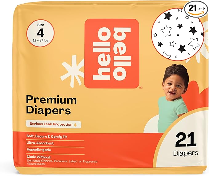 Hello Bello Diapers, Size 4 (22-37 lbs) Superstars, 21 Count of Premium Disposable Baby Diapers, Hypoallergenic with Soft, Cloth-Like Feel