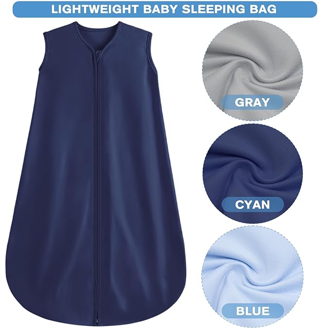 3 Pack Baby Sleep Sack 0-6 Months 100% Rayon Cotton Baby Sleeping Bag 2-Way Zipper Toddler Wearable Blankets,Comfy Stretchy Thin Sleep Sacks.TOG 0.3(Small)