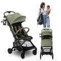 BabbleRoo Hoplite Compact Stroller – Lightweight Travel Stroller for Airplane (12.3 lbs), Newborn to 55 lbs, Easy Fold, PU Wheels, Alloy Frame, Near-Flat Recline, Raincover, Cup Holder, Baby Stroller