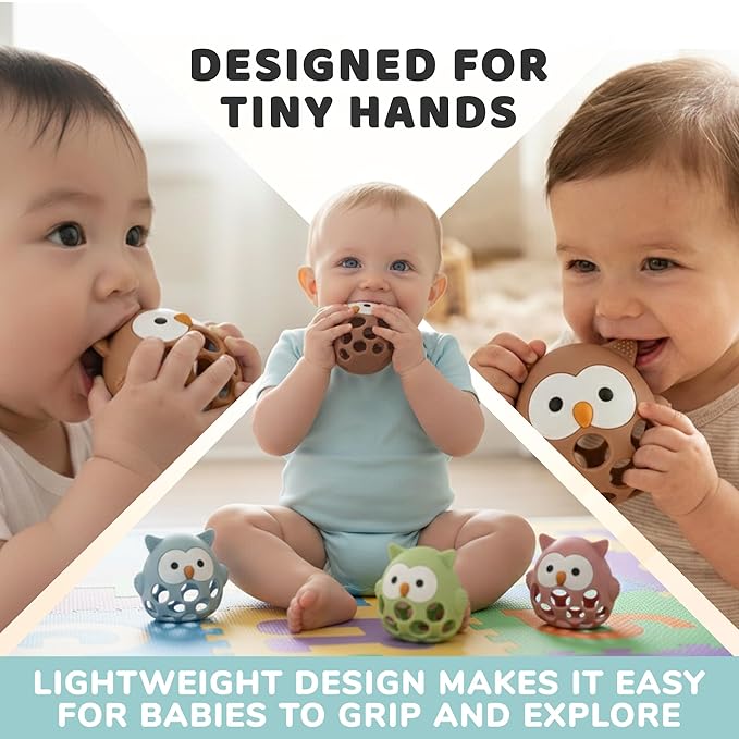 Baby’s Way Teething Toy – Owl Silicone Teether Toy for Babies 3–6 Months Toys for 6–12 Months – Baby Teething Relief, Silicone Teethers for Babies