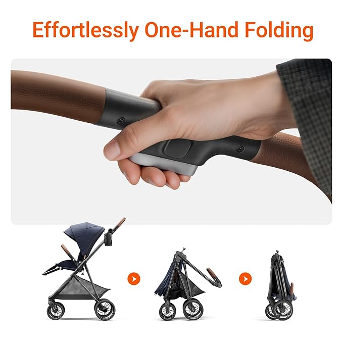 MAMAZING Air Lux Baby Stroller with Bassinet & Infant Car Seat Adapter, Lightweight Compact Carbon Fiber Frame, One-Hand Fold, Reversible Seat, Space-Saving Storage