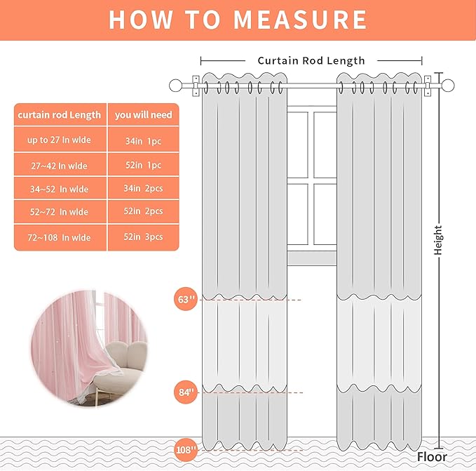 XiDi Light Pink Girls Curtains for Bedroom, Girls Room Blackout Curtains for 63 Inches Long Unicorn Bedroom Decor for Kids Room Darkening Curtains Decor Window Drapes 34x63 Inches