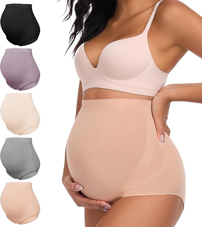 Summer Mae Maternity Underwear Soft Breathable High-Waist Pregnancy Seamless Over Bump Panties for Women