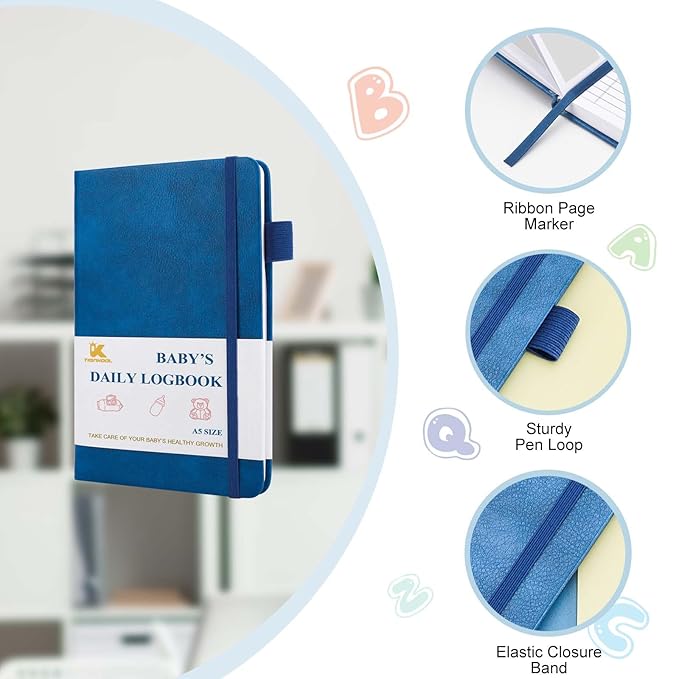 Baby's Daily Care Planner - A5 Newborn Baby Log Book for Tracking Daily Routine, 152 Easy-to-Use Pages to Monitor Nursing, Sleep, Feeding, Diapers, Pumping, and More - Marine Blue