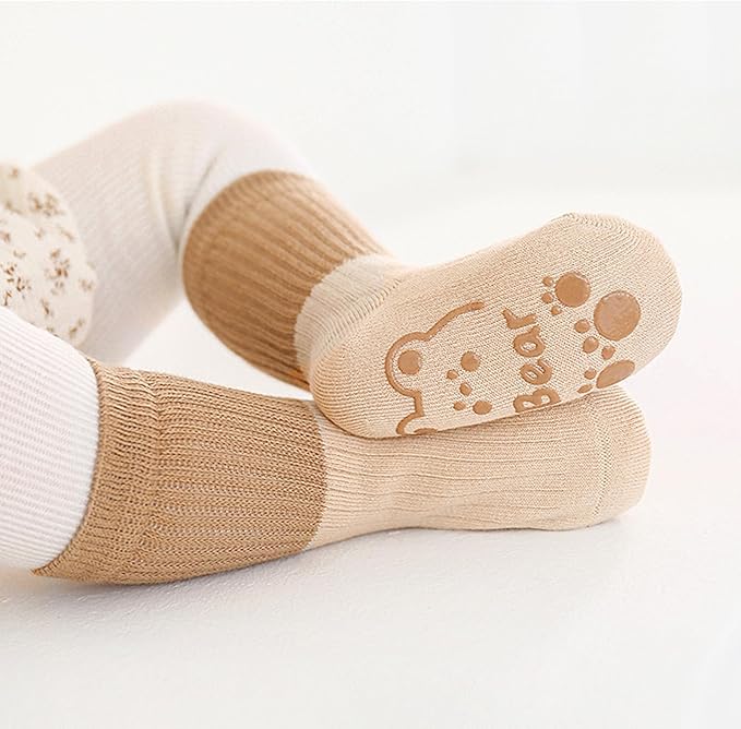 Zumou Toddler Knee High Socks Non Slip Anti Skid Baby Boy Girls Seamless Long Stockings