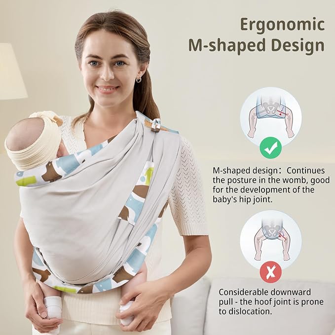 Baby Sling Carrier Newborn, Adjustable Easy Wearing Baby Nursing Warp Sling, New Mom Dad Soft Cotton Baby Front Holder Carrier for Infant Toddler Life Travel Essential Gifts