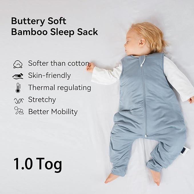 Rayon Made from Bamboo Toddler Sleep Sack with Feet 24-36 Months 1.0 Tog Ultra Soft Toddler Sleeping Sack 2t-3t Sleep Bag Walker Quilted Wearable Blanket with Legs 2-Way Zipper Lightweight