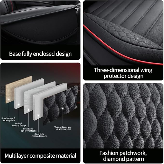Leather Car Seat Covers for Toyota Corolla 2006-2024,Car Seat Covers Full Set,Seat Covers with Safety,Waterproof Seat Cover Compatible Airbag(5pcs Beige Standard)