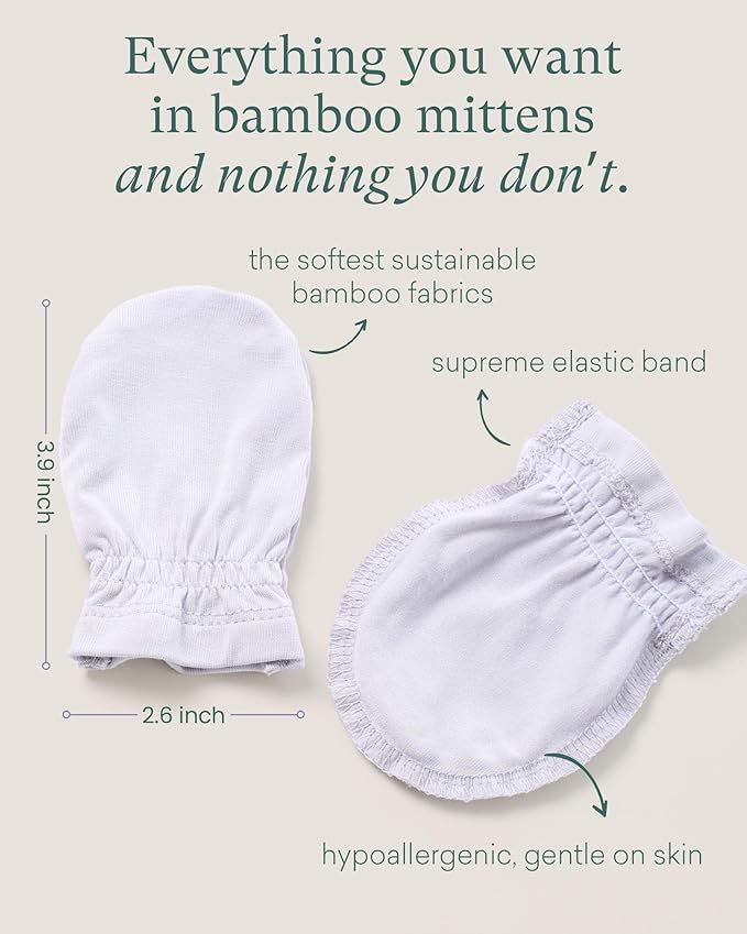 PurComfy SuperSoft Baby Mittens, Bamboo Viscose Infant Newborn Mittens for Girls Boys No Scratch Gloves 6 Pack