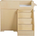 Portable Baby Changing Table Dresser with Stairs on Wheels – Wooden Diaper Changing Station with 2 Storage Shelves, Paper Roller, and Changing Pad - Perfect for Babies and Toddlers