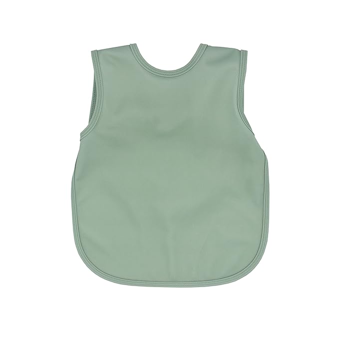 BapronBaby Minimalist Sage Bapron - No Neck Tie Safer Bib for Baby & Toddler - Soft Waterproof Stain Resistant - Machine Washable - Sz Preschool 3-5yrs