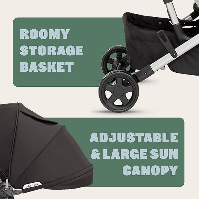 Colugo Navy Stroller - Lightweight, Compact, One Hand Fold, Travel Stroller with Rain Cover, Backpack and Cup Holder, JPMA Certified, UPF 50+ Canopy, 2 Seat Recline Positions, 16 lbs, Toddler