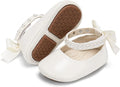 Baby Girls Mary Jane Flats - Infant Newborn Walking Shoes Soft Rubber Sole Princess Wedding