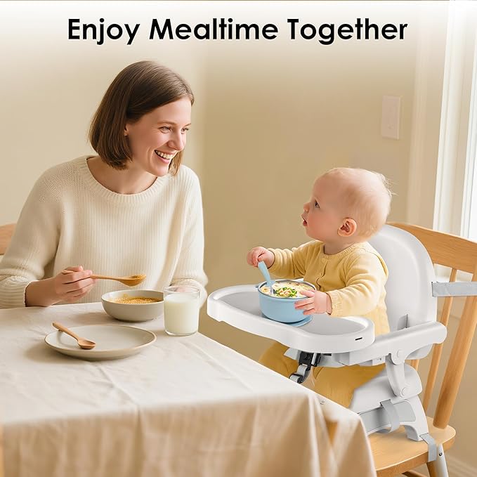 Premium Bella’s Friends 3-in-1 Toddler Booster Seat for Dining Table and Kitchen Chair with Adjustable Tray and Safety Straps, Foldable&Portable Baby Seat for Travel, Feeding, and Floor Use, Gray