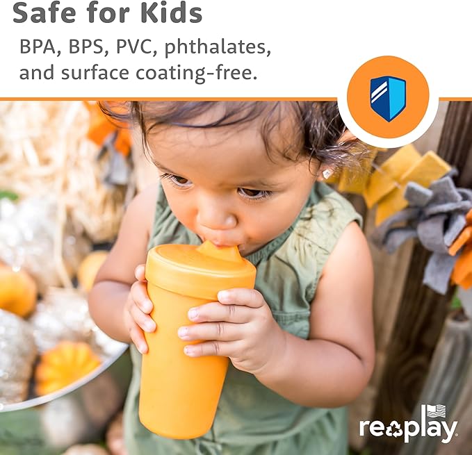 Re-Play Sippy Cups for Toddlers - 10 Oz. Reusable Spill Proof Cups for Kids, Dishwasher/Microwave Safe - Made in USA - Set of 4-3.13" x 6.25" - Tulip