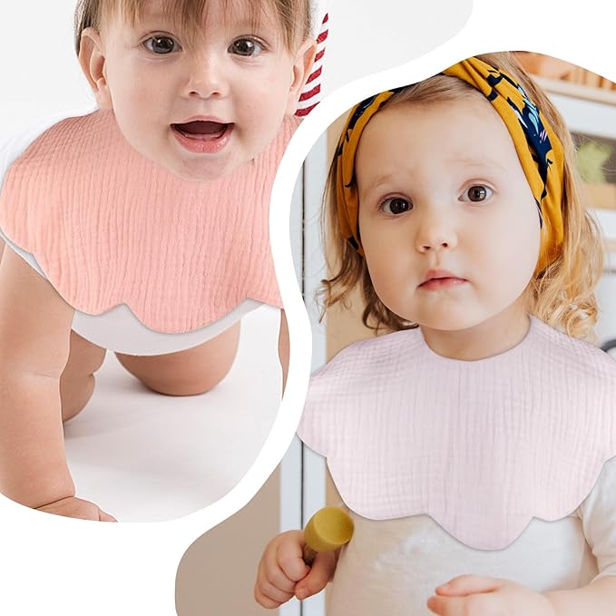 EllieHouse Baby Bibs for Girls Boys 8 Pack Muslin Drool Teeth Drooling Teething Bibs Muslin Cotton for Toddler Infant