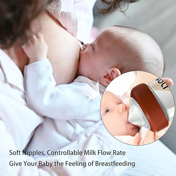 Silicone Bottle Nipple, Anti Colic Nipples for Baby, Natural Feel, LL, 9 Months+, 4 Counts