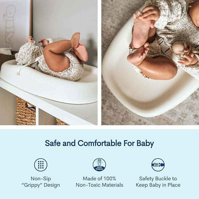 Upseat Baby Changing Pad, Non-Slip Grippy Design, Premium Cushioned Foam, Contoured for Comfort, Waterproof and Easy-to-Clean, Liquid-Resistant (Coconut)