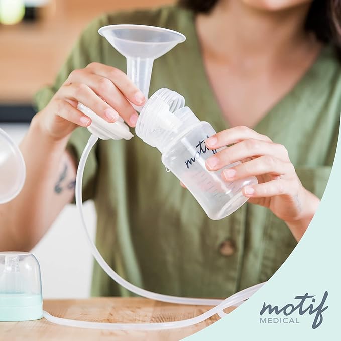 Motif Medical Luna Double Breast Pump Replacement Parts - Breast Pump Parts W/Bottles, Nipples, Tubing, Valves, Breast Shields (21mm), Diaphragms, Connectors & More - Safe Easy-to-Use Breast Pump Kit