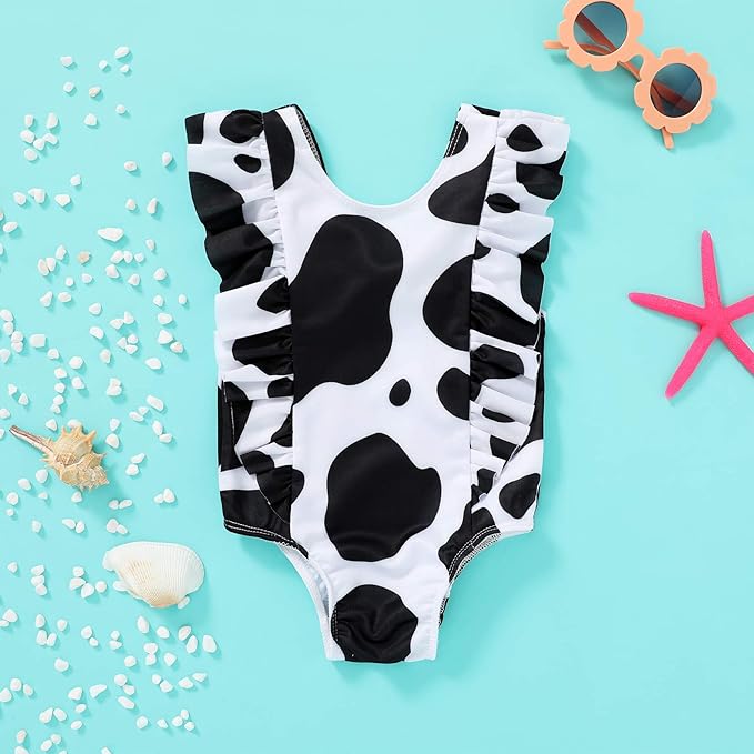 Happy Town One-Piece Infant Toddler Baby Girl Summer Swimsuit Watermelon Leopard Ruffle Swimwear Bikini Bathing Suit