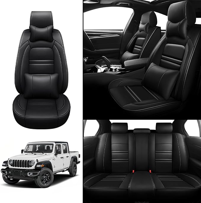 Car Seat Covers for JP Gladiator 2020-2025 | 5-Seats Seat Covers, Waterproof Seat Protectors, Automotive Seat Covers (Full Set with Pillow,Black)