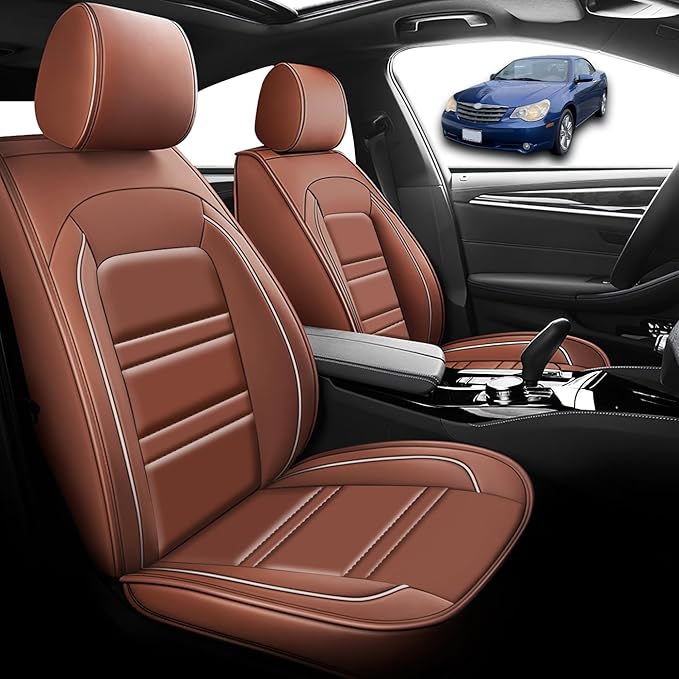 Seat Cover for Chrysler Car Sebring 2000-2010 | Car Seat Covers Front Seats, Waterproof Seat Protectors, Automotive Front Seat Covers (Front Seat, Coffee)
