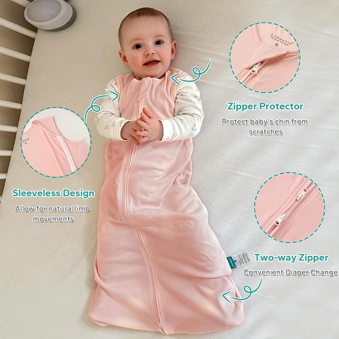 Rayon Made from Bamboo Sleep Sack, 0.5 TOG Wearable Blanket Baby, Lightweight Stretchy Sleep Sack 12-24 Months, Pink