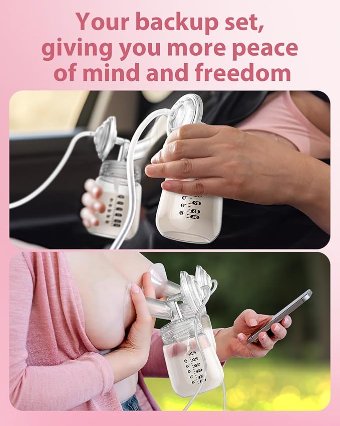 Breast Pump Parts Compatible with Spectra S1/S2/9 Plus, Not Original Accessories, Full Set Replacements Include 18mm Flanges, Valves, Backflow Protectors (Duckbills Included), Tubings and Bottles