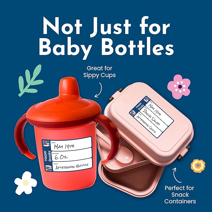 Name Bubbles - Reusable Baby Bottle Labels for Daycare (20 Labels) - Kids Washable Name Tags for Bottles, Sippy Cups, & Snack Containers, Waterproof, Baby Name Stickers, Write-On (Cats)